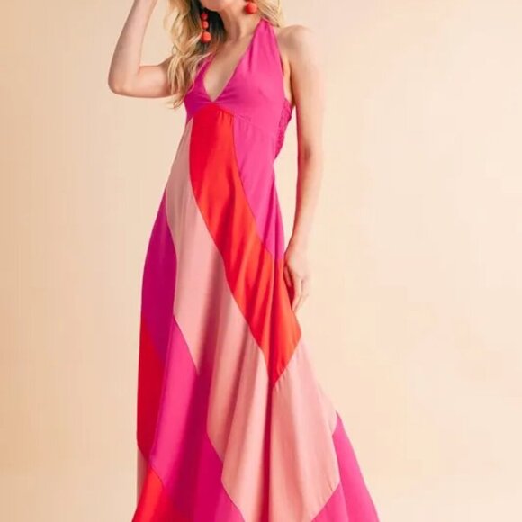 Aemi+Co Color Block Sleeveless Maxi Dress - Picture 1 of 16